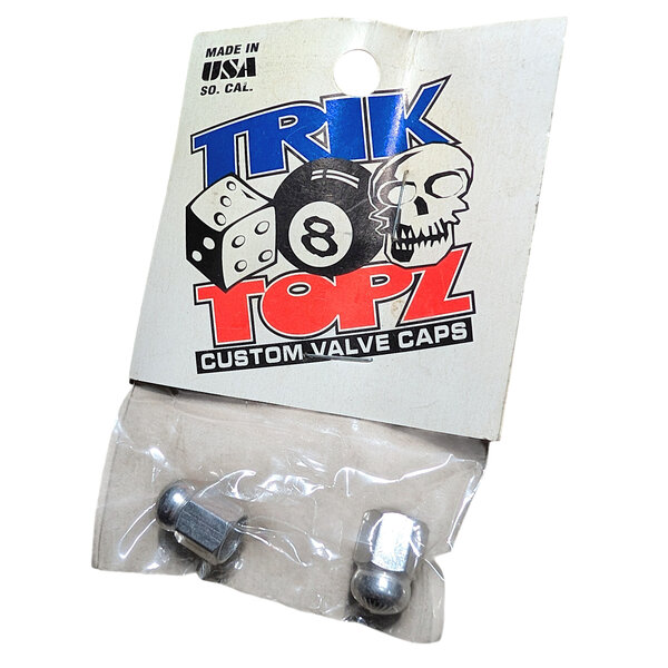 NOS Trik Topz ACORN Schrader valve caps (PAIR) - SILVER