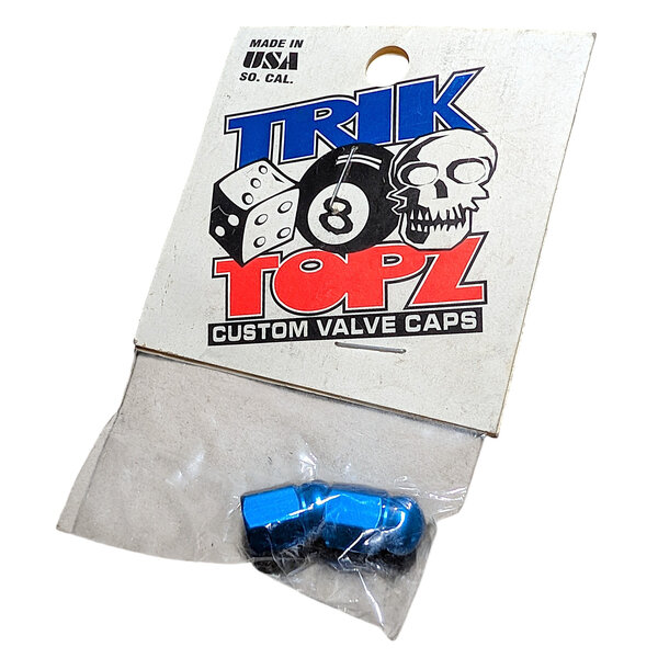 NOS Trik Topz ACORN Schrader valve caps (PAIR) - BLUE