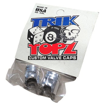 NOS Trik Topz PISTON Schrader valve caps (PAIR) - CHROME