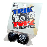NOS Trik Topz 8 BALL Schrader valve caps (PAIR) - BLACK