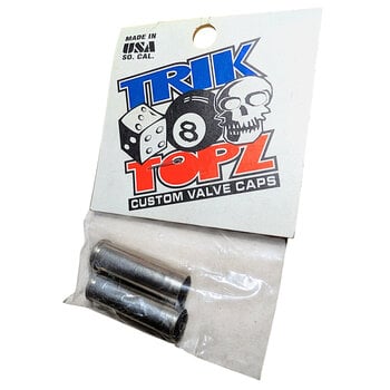 NOS Trik Topz REAL .357 SHELL CASING Schrader valve caps (PAIR) - SILVER