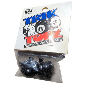 NOS Trik Topz SKULL Schrader valve caps (PAIR) - BLACK