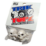 NOS Trik Topz SKULL Schrader valve caps (PAIR) - WHITE