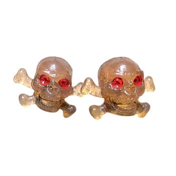 NOS Trik Topz SKULL Schrader valve caps (PAIR) -NO PACKAGE - CLEAR
