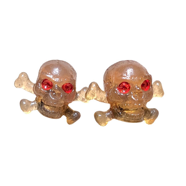 NOS Trik Topz SKULL Schrader valve caps (PAIR) -NO PACKAGE - CLEAR