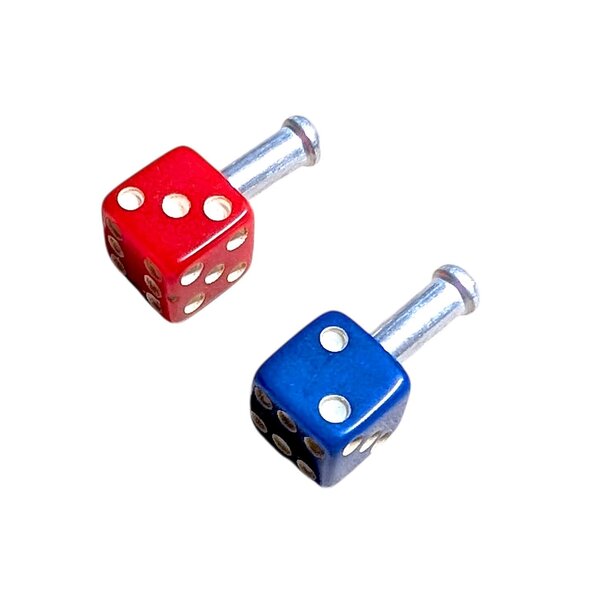 NOS Trik Topz dice brake cable end tips (PAIR) - NO PACKAGE - RED & BLUE