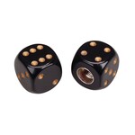 Porkchop BMX Porkchop Dice Bicycle Tire Schrader Valve Caps (pair) - BLACK w/ GOLD pips