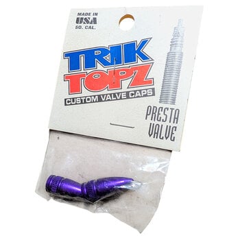 NOS Trik Topz "POINTY" aluminum PRESTA valve caps (PAIR) - PURPLE
