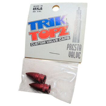 NOS Trik Topz "POINTY" aluminum PRESTA valve caps (PAIR) - RED