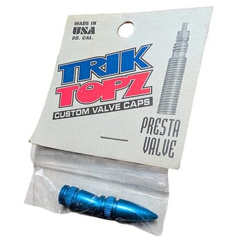 NOS Trik Topz "POINTY" aluminum PRESTA valve caps (PAIR) - BLUE
