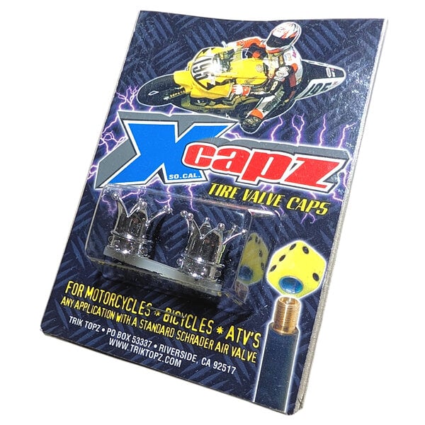 NOS Trik Topz CROWNS Schrader valve caps (PAIR) - CHROME