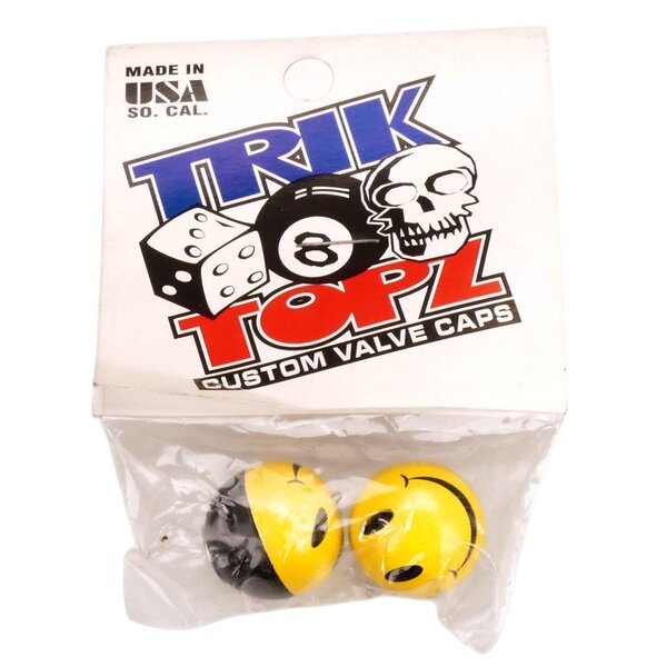 NOS Trik Topz SMILEY Schrader valve caps (PAIR)