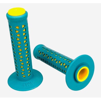 A'ME AME old school BMX Unitron bicycle grips - TEAL over YELLOW