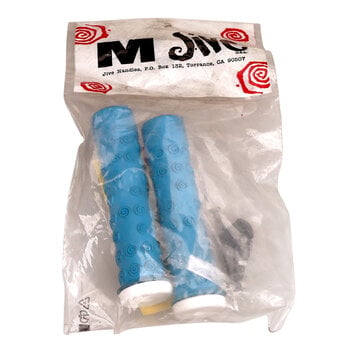 Neal Enterprises M Jive Handles old school BMX grips - AQUA BLUE w/ WHITE ends - NOS!