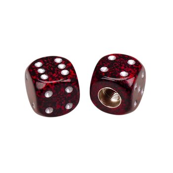 Porkchop BMX Porkchop Dice Bicycle Tire Schrader Valve Caps (pair) - BLOOD RED GRANITE w/ SILVER pips