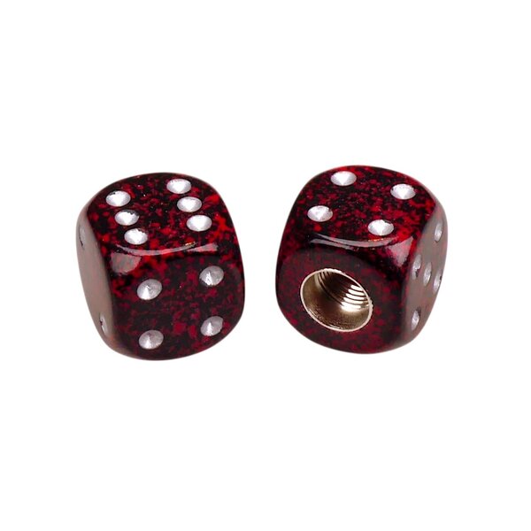 Porkchop BMX Porkchop Dice Bicycle Tire Schrader Valve Caps (pair) - BLOOD RED GRANITE w/ SILVER pips