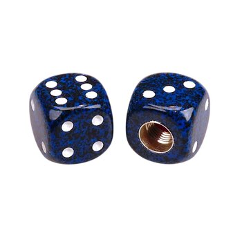 Porkchop BMX Porkchop Dice Bicycle Tire Schrader Valve Caps (pair) - BLUE GRANITE w/ WHITE pips