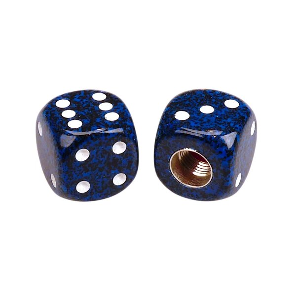 Porkchop BMX Porkchop Dice Bicycle Tire Schrader Valve Caps (pair) - BLUE GRANITE w/ WHITE pips