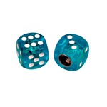 Porkchop BMX Porkchop Dice Bicycle Tire Schrader Valve Caps (pair) - CLEAR TURQUOISE w/ WHITE pips