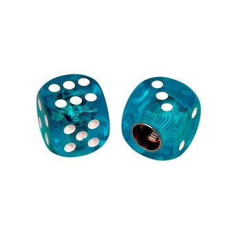 Porkchop BMX Porkchop Dice Bicycle Tire Schrader Valve Caps (pair) - CLEAR TURQUOISE w/ WHITE pips
