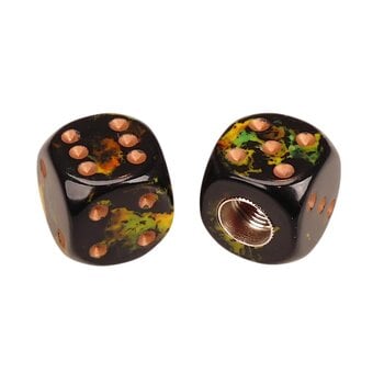 Porkchop BMX Porkchop Dice Bicycle Tire Schrader Valve Caps (pair) - BLACK GOLD LEAF w/ GOLD pips