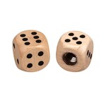 Porkchop BMX Porkchop Dice Bicycle Tire Schrader Valve Caps (pair) - REAL WOOD w/ BLACK pips