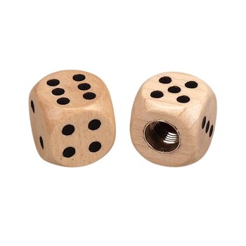 Porkchop BMX Porkchop Dice Bicycle Tire Schrader Valve Caps (pair) - REAL WOOD w/ BLACK pips