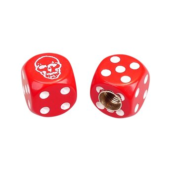 Porkchop BMX Porkchop Dice Bicycle Tire Schrader Valve Caps (pair) - SKULL - RED