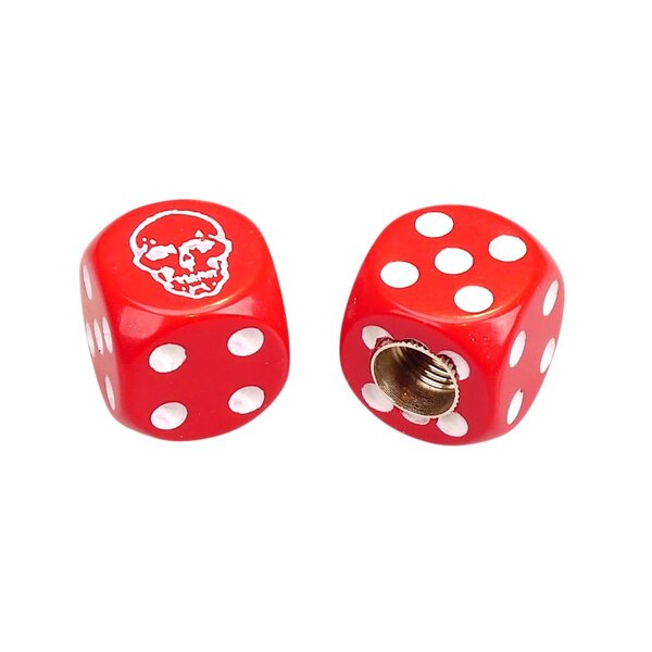 Porkchop BMX Porkchop Dice Bicycle Tire Schrader Valve Caps (pair) - SKULL - RED
