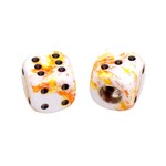 Porkchop BMX Porkchop Dice Bicycle Tire Schrader Valve Caps (pair) - WHITE YELLOW ORANGE SPLATTER w/ BLACK pips