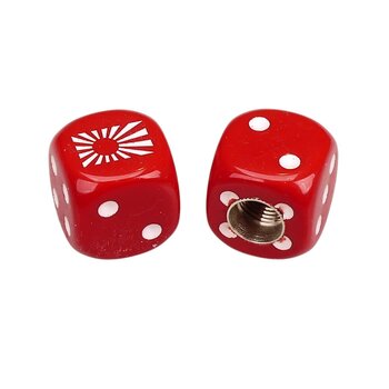 Porkchop BMX Porkchop Dice Bicycle Tire Schrader Valve Caps (pair) - JAPANESE FLAG - RED