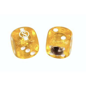 Schwinn Schwinn Krate  Stingray "S" Dice Bicycle Tire Valve Caps (pair) - CLEAR YELLOW
