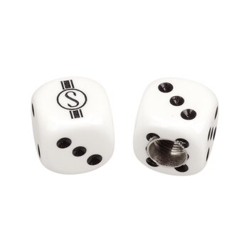 Schwinn Schwinn Krate  Stingray "S" Dice Bicycle Tire Valve Caps (pair) - WHITE