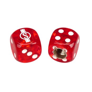 Schwinn Schwinn Krate  Stingray "S" Dice Bicycle Tire Valve Caps (pair) - CLEAR RED