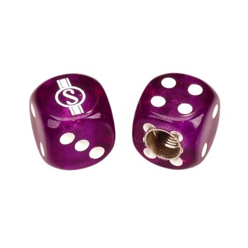 Schwinn Schwinn Krate  Stingray "S" Dice Bicycle Tire Valve Caps (pair) - CLEAR PURPLE
