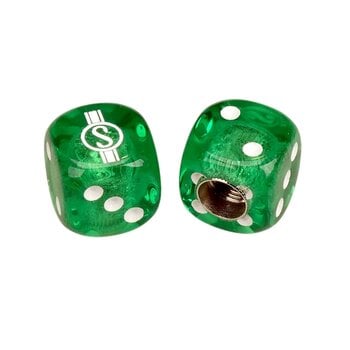 Schwinn Schwinn Krate  Stingray "S" Dice Bicycle Tire Valve Caps (pair) - CLEAR GREEN