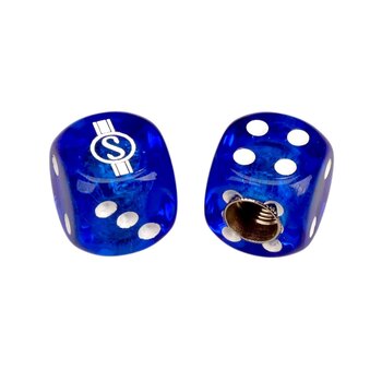 Schwinn Schwinn Krate  Stingray "S" Dice Bicycle Tire Valve Caps (pair) - CLEAR DARK BLUE