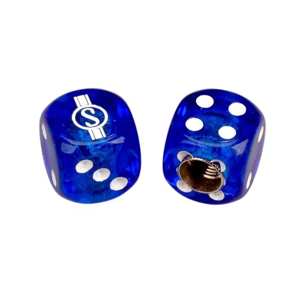 Schwinn Schwinn Krate  Stingray "S" Dice Bicycle Tire Valve Caps (pair) - CLEAR DARK BLUE