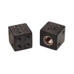 Porkchop BMX Porkchop Dice Bicycle Tire Schrader Valve Caps (pair) - MATTE BLACK w/ BLACK pips