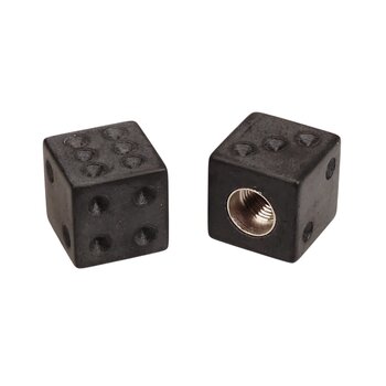 Porkchop BMX Porkchop Dice Bicycle Tire Schrader Valve Caps (pair) - MATTE BLACK w/ BLACK pips