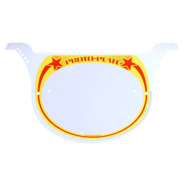 Neal Enterprises Neal Enterprises PROTO-PLATE old school BMX number plate  RED on YELLOW on WHITE plate
