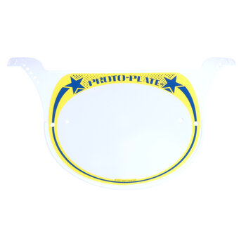 Neal Enterprises Neal Enterprises PROTO-PLATE old school BMX number plate BLUE on YELLOW on WHITE