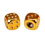 Porkchop BMX Porkchop Dice Bicycle Tire Schrader Valve Caps (pair) - CHROME GOLD