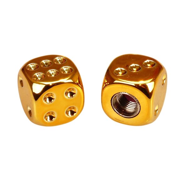 Porkchop BMX Porkchop Dice Bicycle Tire Schrader Valve Caps (pair) - CHROME GOLD