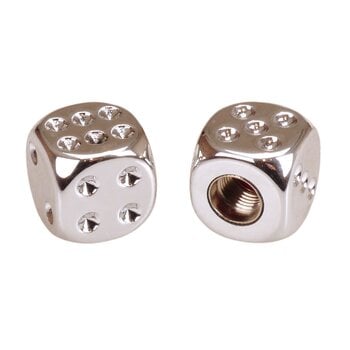 Porkchop BMX Porkchop Dice Bicycle Tire Schrader Valve Caps (pair) - CHROME