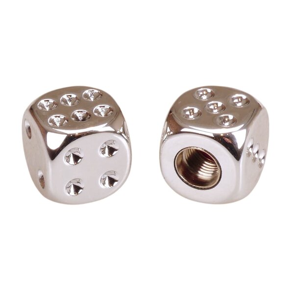 Porkchop BMX Porkchop Dice Bicycle Tire Schrader Valve Caps (pair) - CHROME