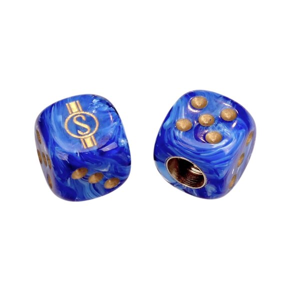 Schwinn Schwinn Krate  Stingray "S" Dice Bicycle Tire Valve Caps (pair) - SWIRL BLUE