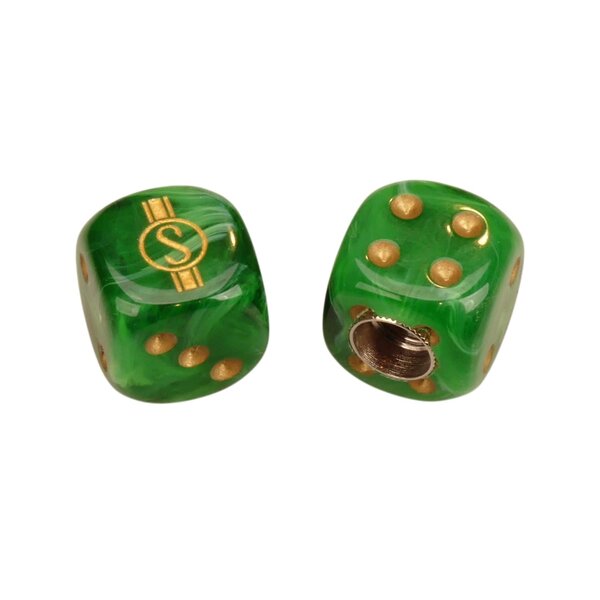 Schwinn Schwinn Krate  Stingray "S" Dice Bicycle Tire Valve Caps (pair) - SWIRL GREEN