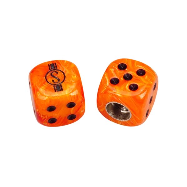 Schwinn Schwinn Krate  Stingray "S" Dice Bicycle Tire Valve Caps (pair) - SWIRL ORANGE