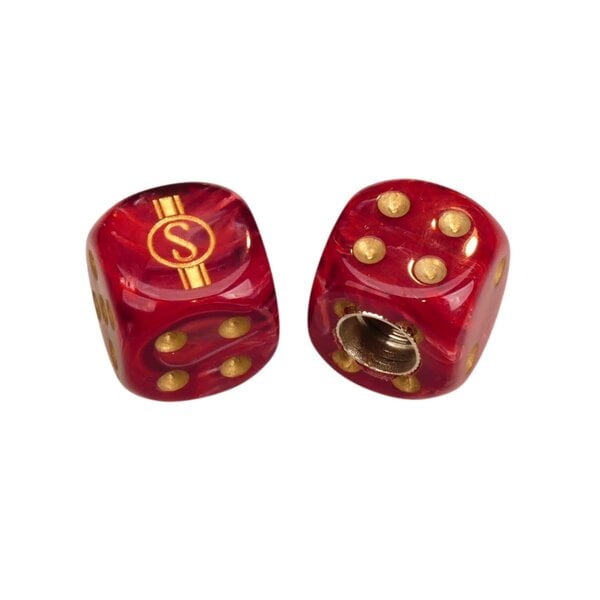 Schwinn Schwinn Krate  Stingray "S" Dice Bicycle Tire Valve Caps (pair) - SWIRL RED